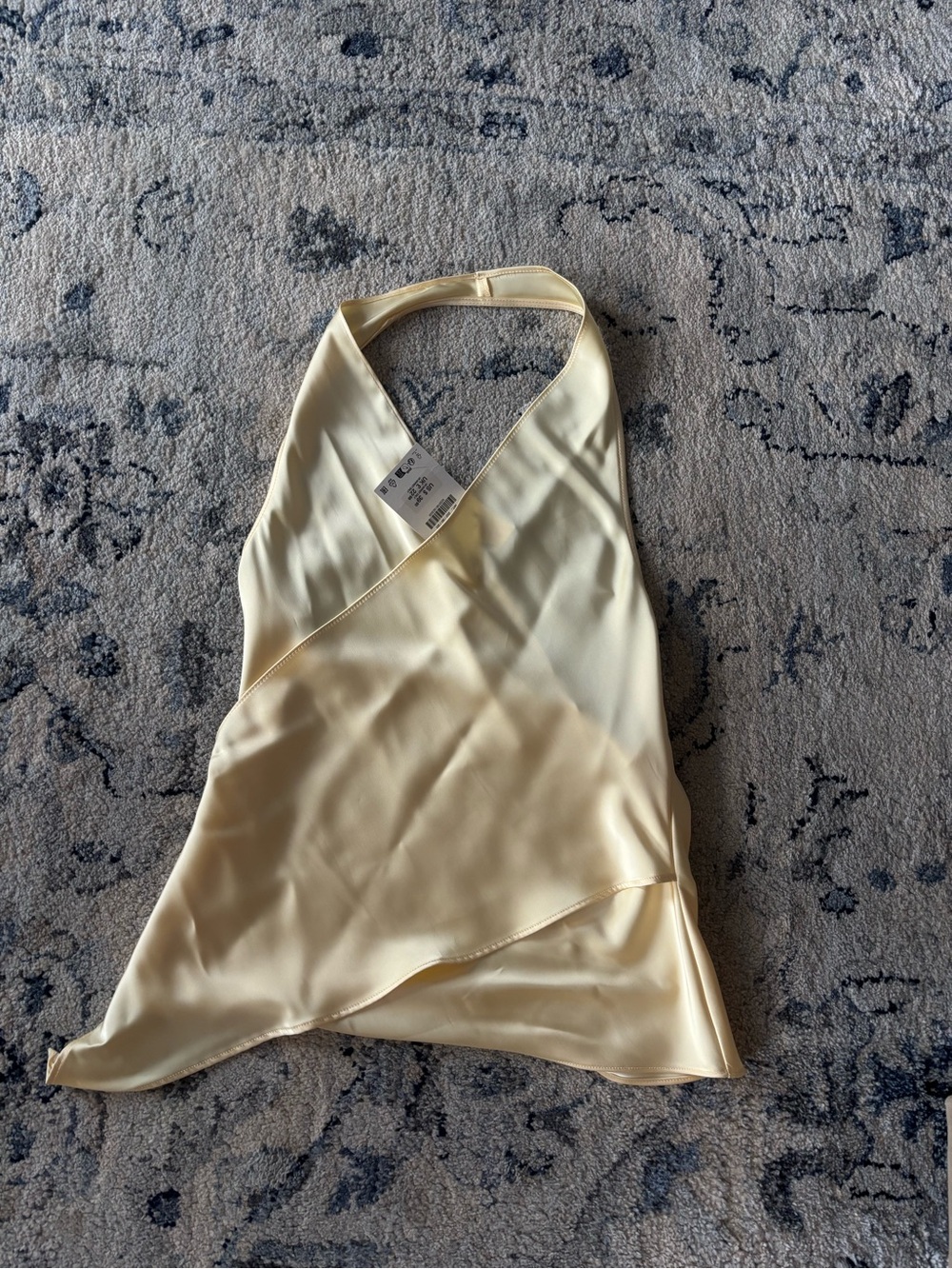 Zara Pale Yellow Satin Halter Top